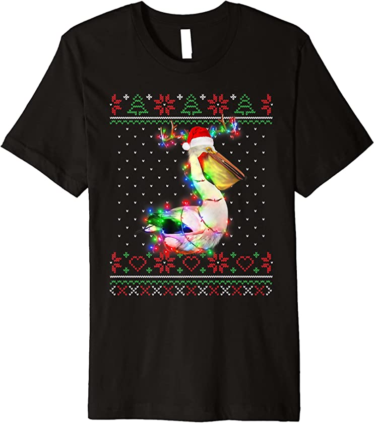 Pelicans Animal Ugly Sweater Christmas Puppy Animal Lover Premium T-Shirt