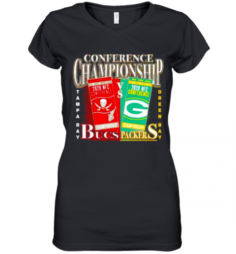 Green Bay Packers Vs Tampa Bay Buccaneers 2020 Nfc Conference Championship Matchup Women’S V-Neck T-Shirt