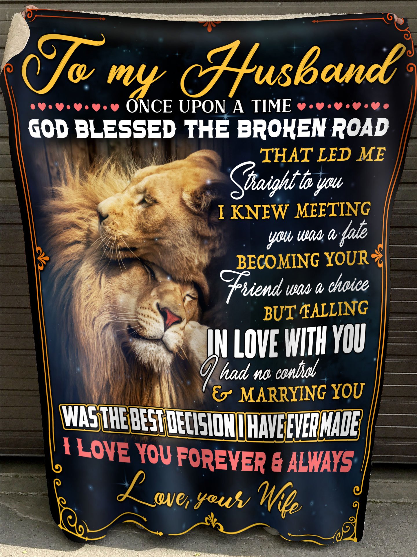 To My Husband I Love You Forever & Always, Lion Fleece Blanket – Quilt Blanket, Gift For Couple, Gift From Wife To Husband, Home Decor Bedding Couch Sofa Soft And Comfy Cozy