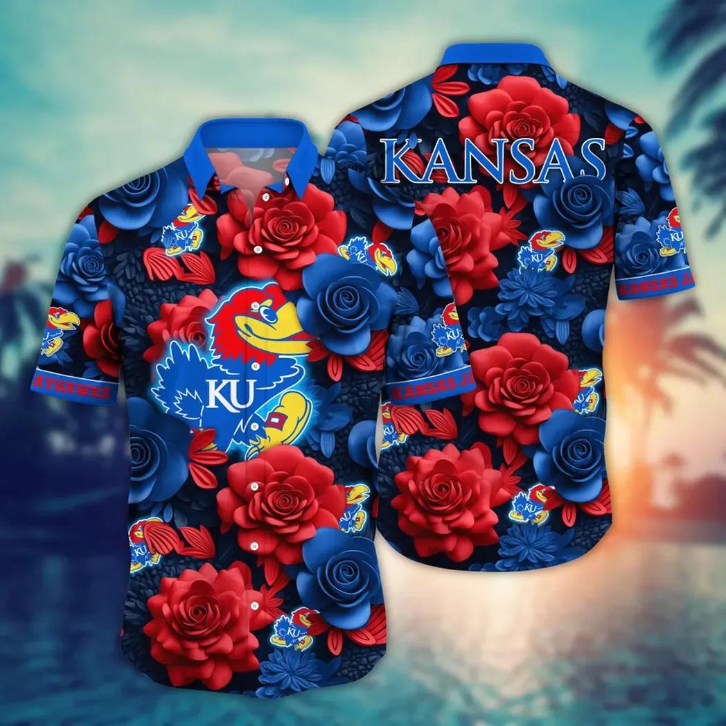 Kansas Jayhawks Ncaa Flower Aloha Hawaiian Shirt 7, Ncaa Hawaiian Shirt