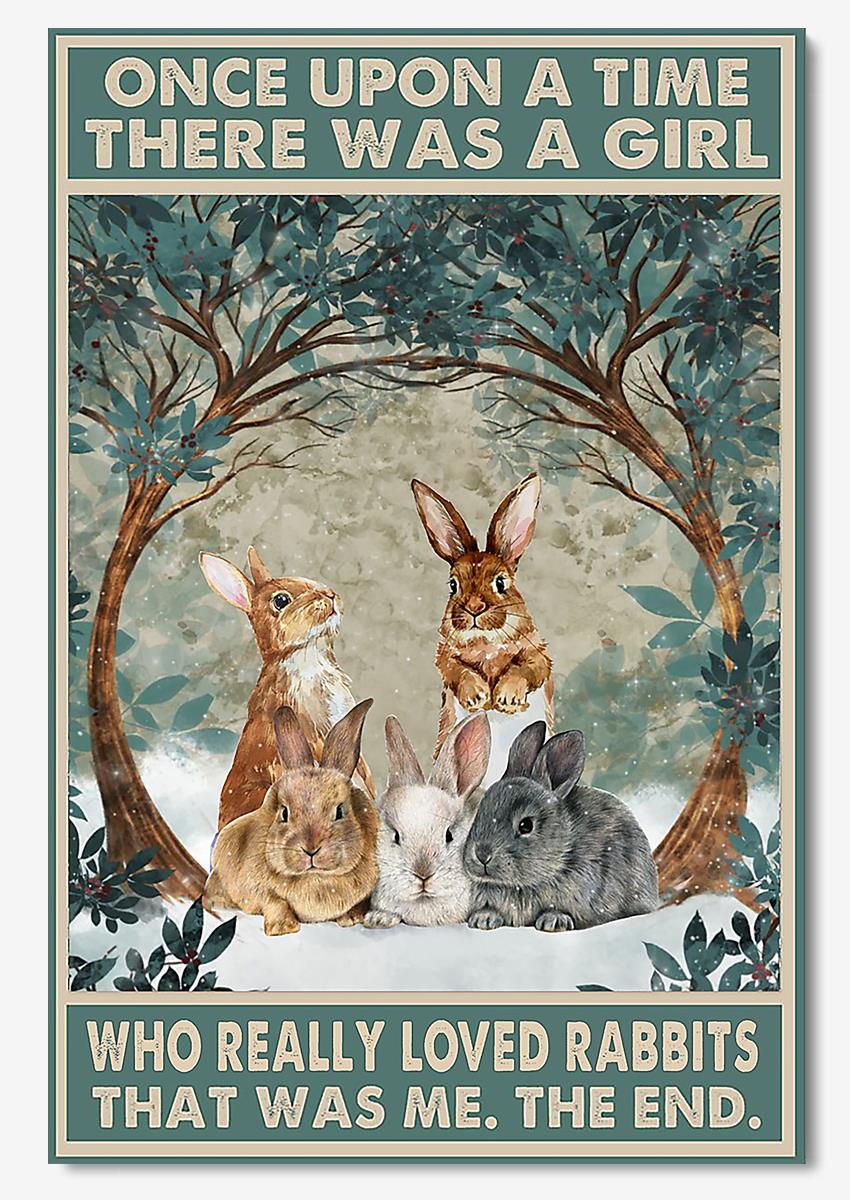 Once Upon A Time Girl Loved Rabbits Wall Art For Home Bedroom Decor Poster