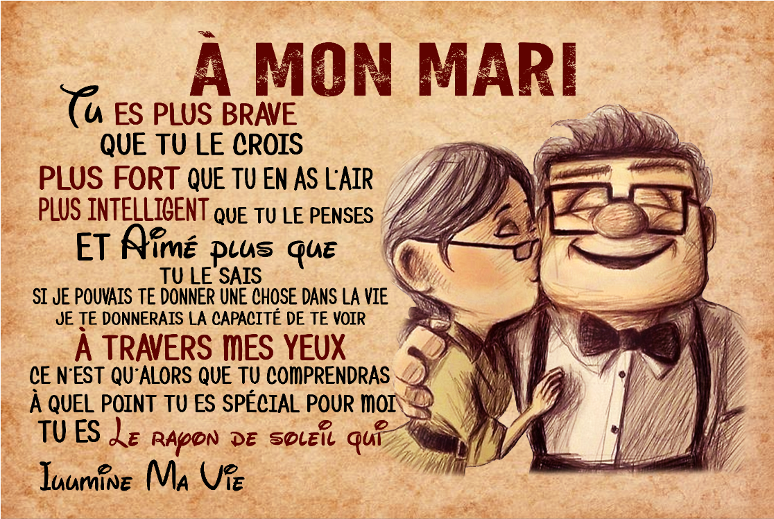 Affiche Personnalisée – À Mon Mari Tu Es Plus Brave Que Tu Ne Le Crois Carl & Ellie – Meilleur Cadeau Pour Mari Avec Un Joli Graphique Carl & Ellie Et Une Belle Citation Sur Un Paysage Vintage Poster