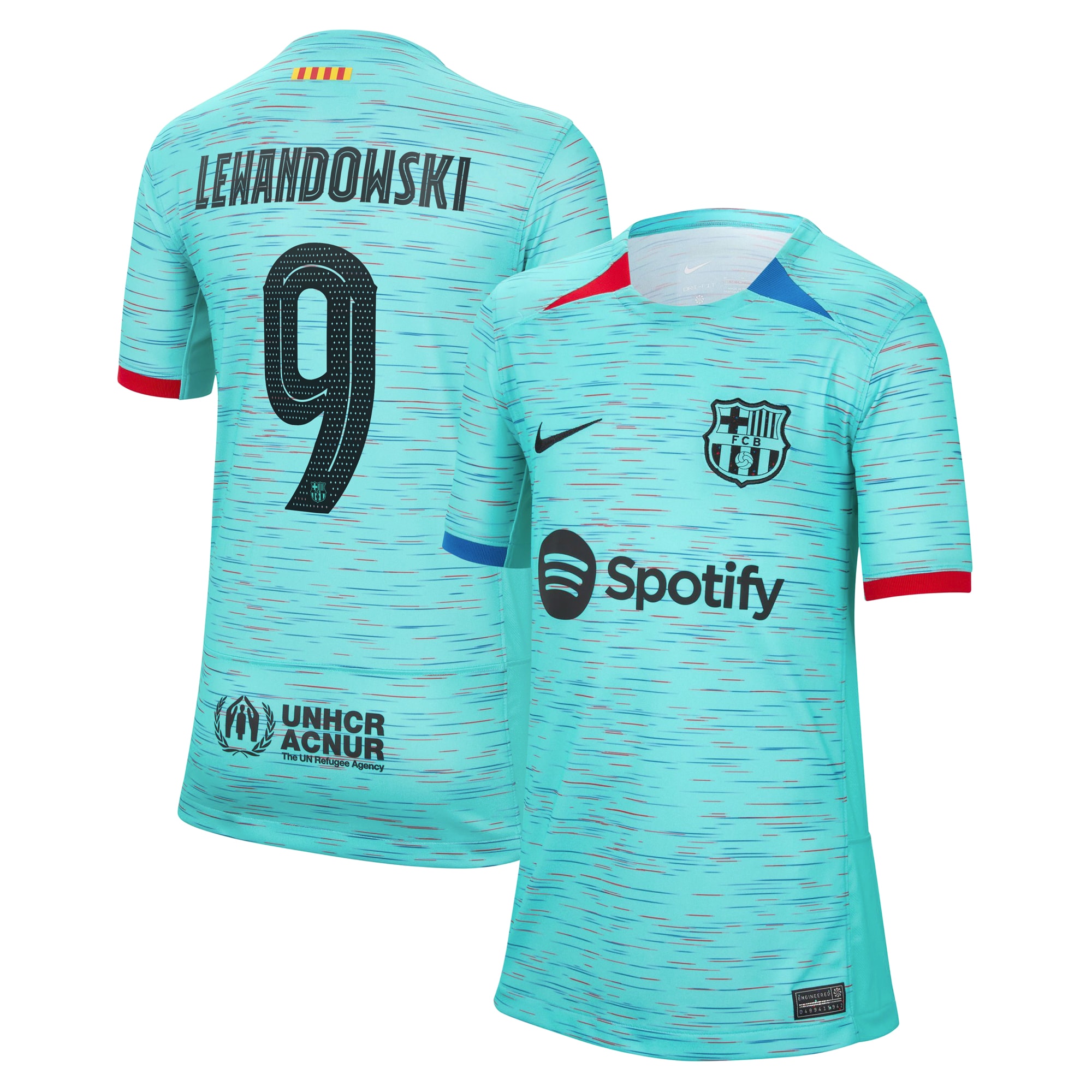 Robert Lewandowski Barcelona Youth 2023/24 Third Replica Jersey – Aqua