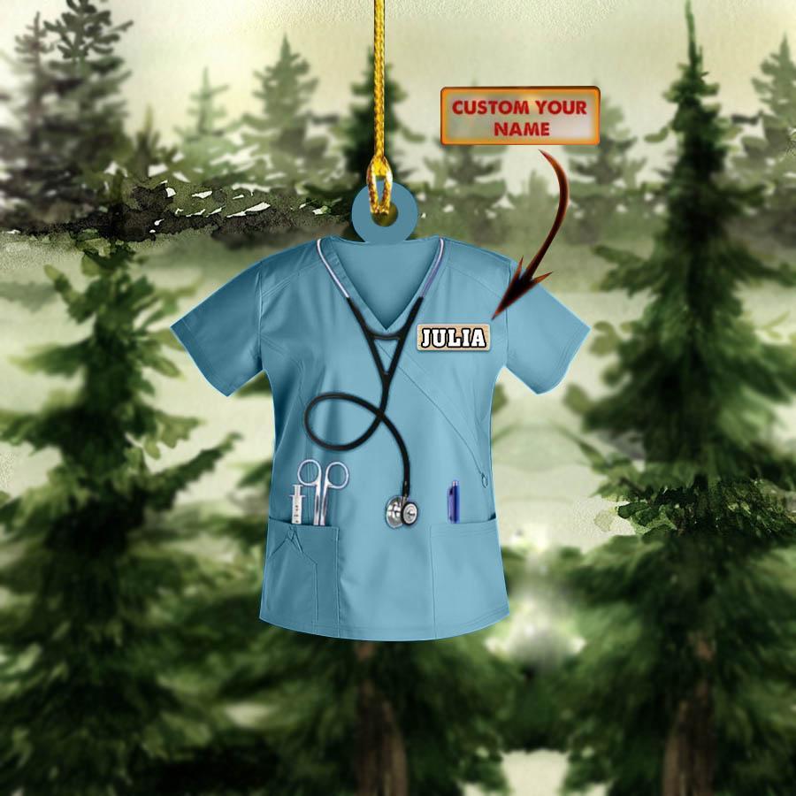 Personalized Nurse Ornament, Costume Color Can Be Changed V1