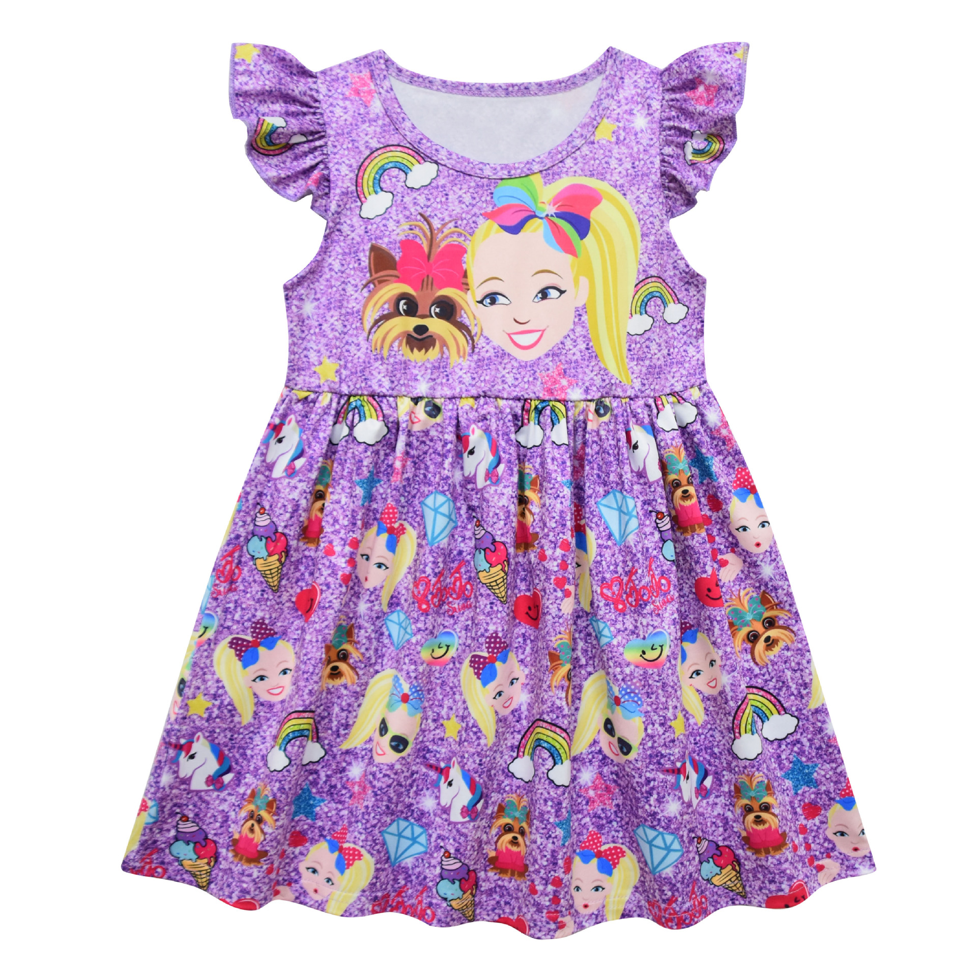 100-140cm JOJO Siwa Baby Girls Summer Dress Sleeveless Milk Silk Princess Party Dresses Children Birthday Xmas Cosplay Gifts alx