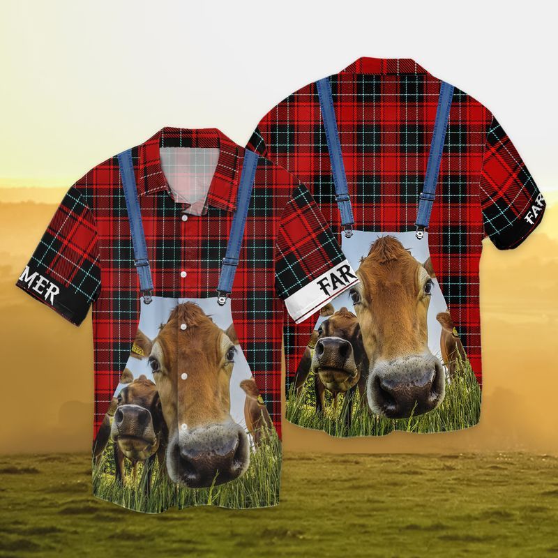 Farmer Life Cow For Men And Women Graphic Print Short Sleeve Hawaii Casual Shirt Ha95135