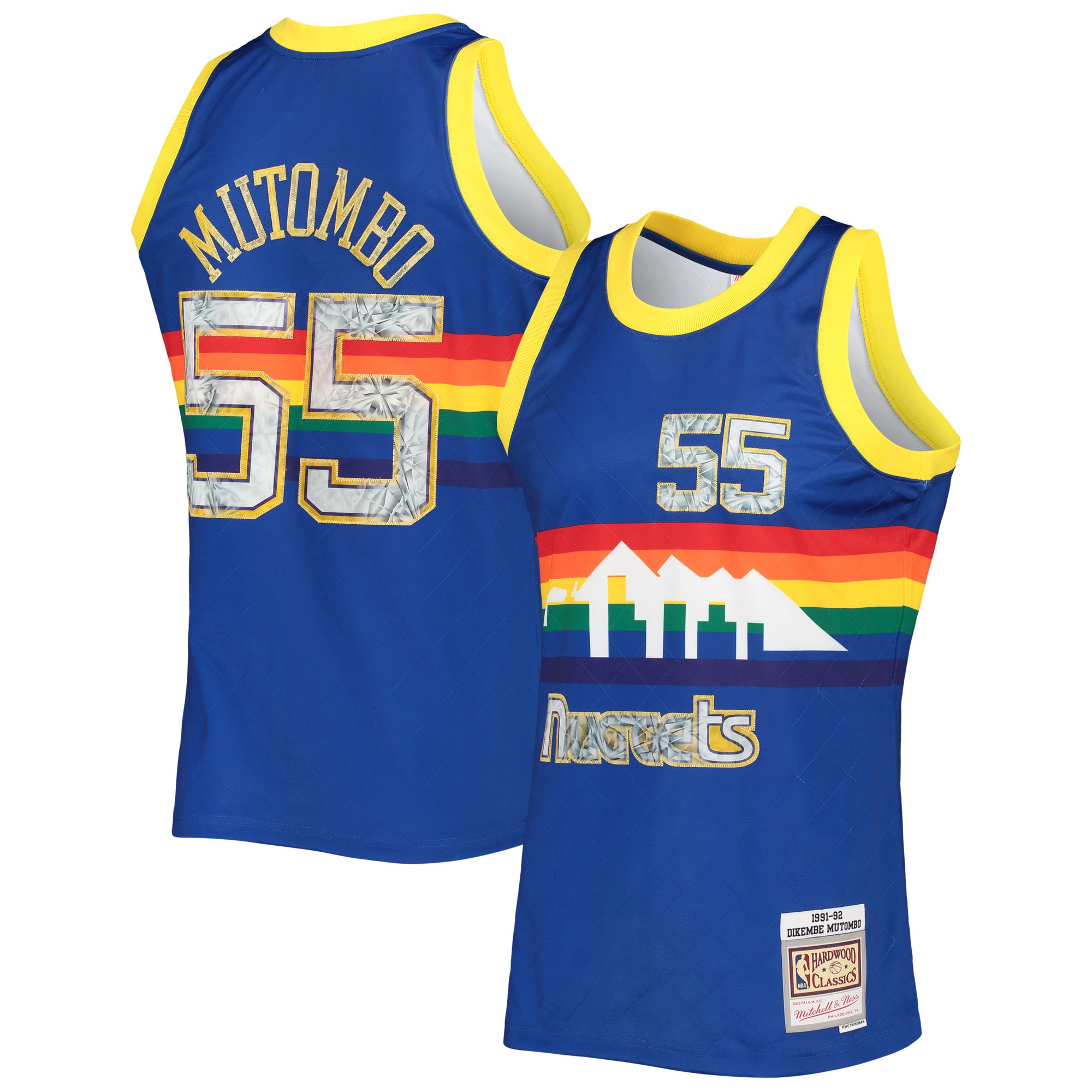 Dikembe Mutombo Denver Nuggets Mitchell & Ness 1996/97 Hardwood Classics NBA 75th Anniversary Diamond Swingman Jersey – Royal