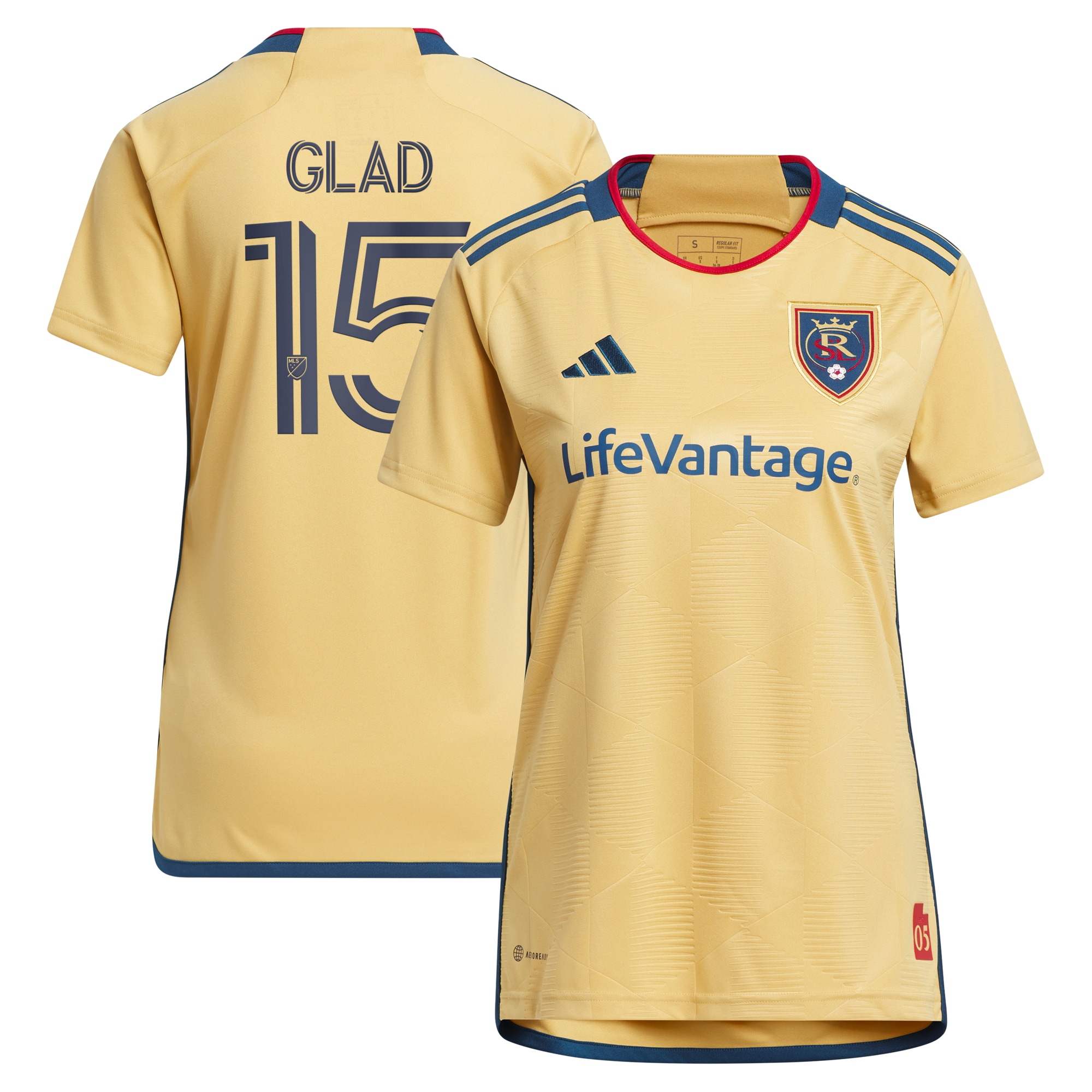 Justen Glad Real Salt Lake Women's 2023 The Beehive State Kit Replica Player Jersey – Gold