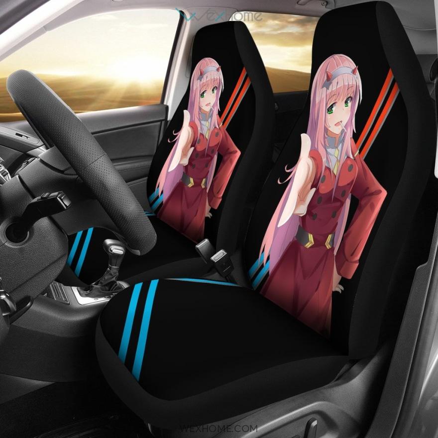 Darling In The Franxx Anime Car Seat Covers | Zero Two Eating Candy Bang Hand Seat Covers