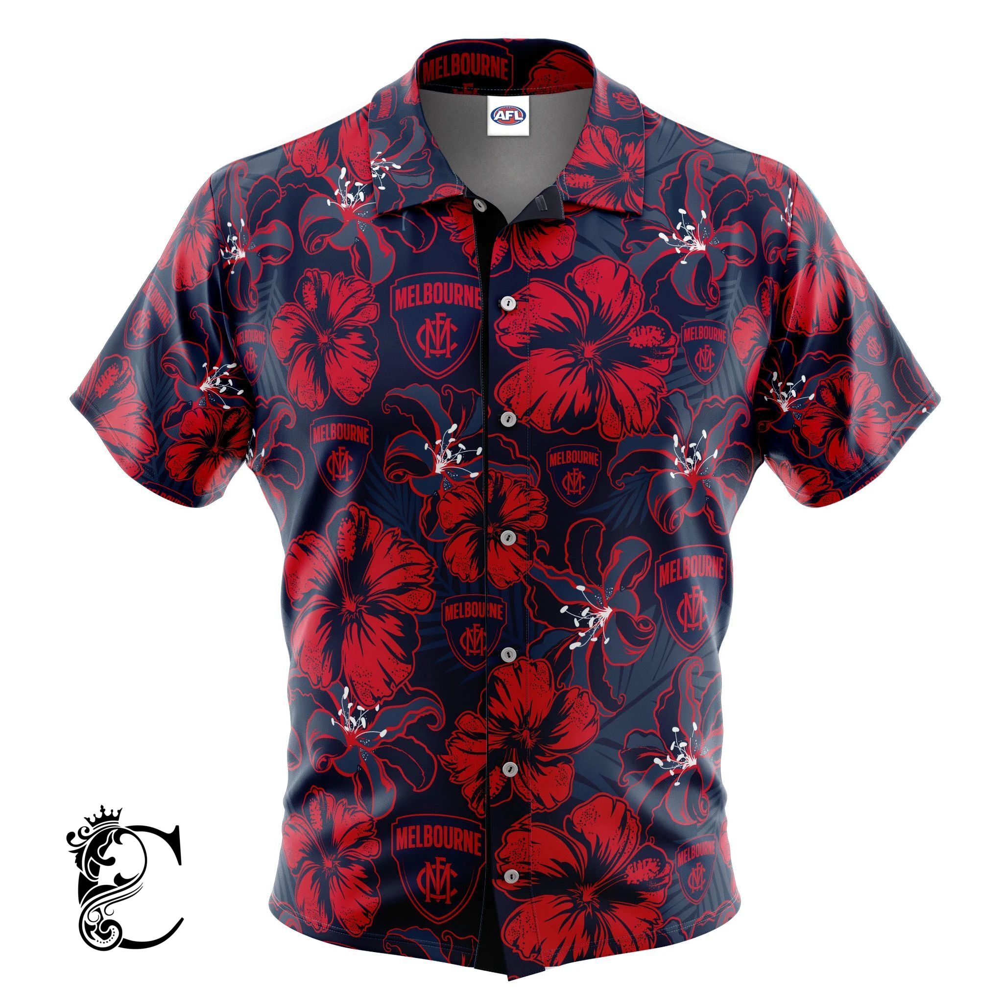 Afl Melbourne Demons ‘Floral’ Hawaiian Shirt