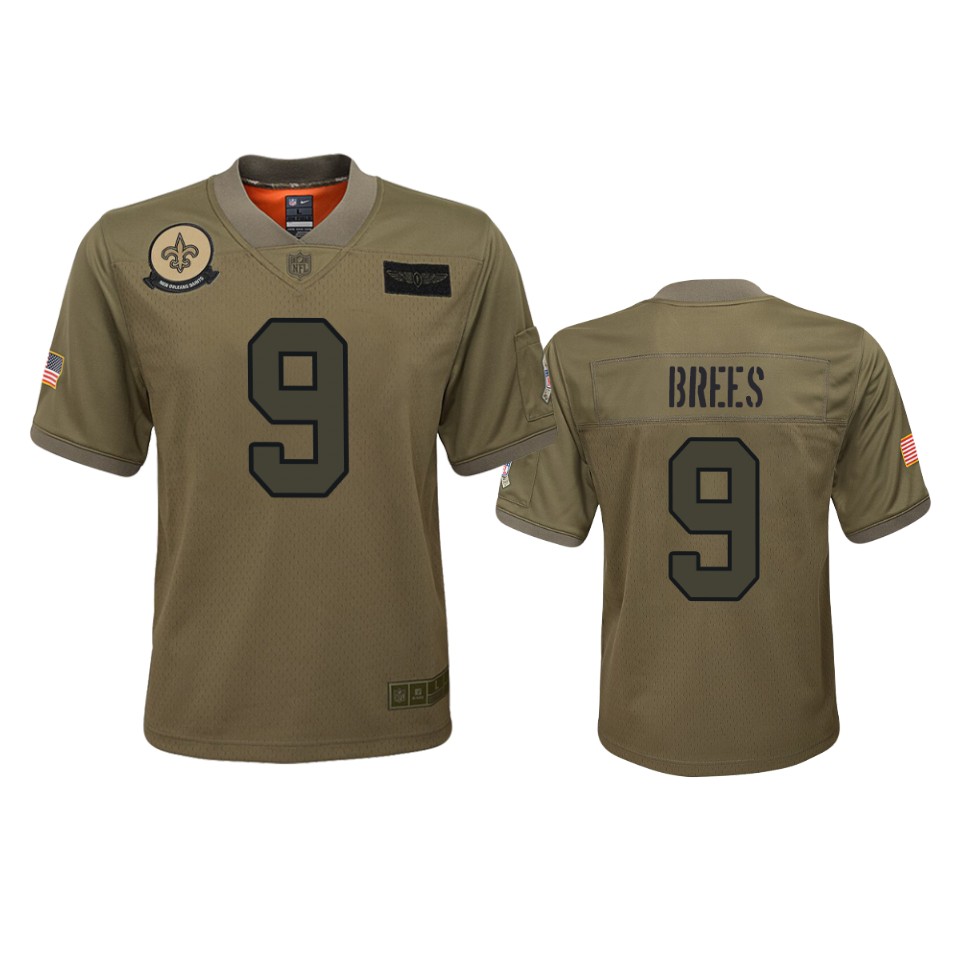 Youth New Orleans Saints Drew Brees Camo 2019 Salute To Service Jersey