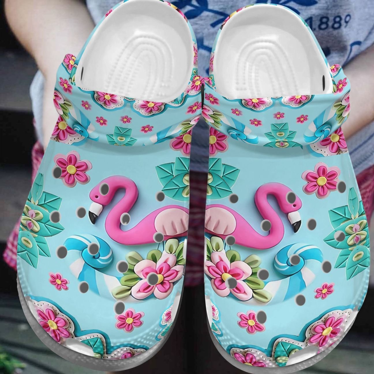 Flamingo Personalize Clog, Custom Name, Text, Fashion Style For Women, Men, Kid, Print 3D Whitesole Flamingo Lover