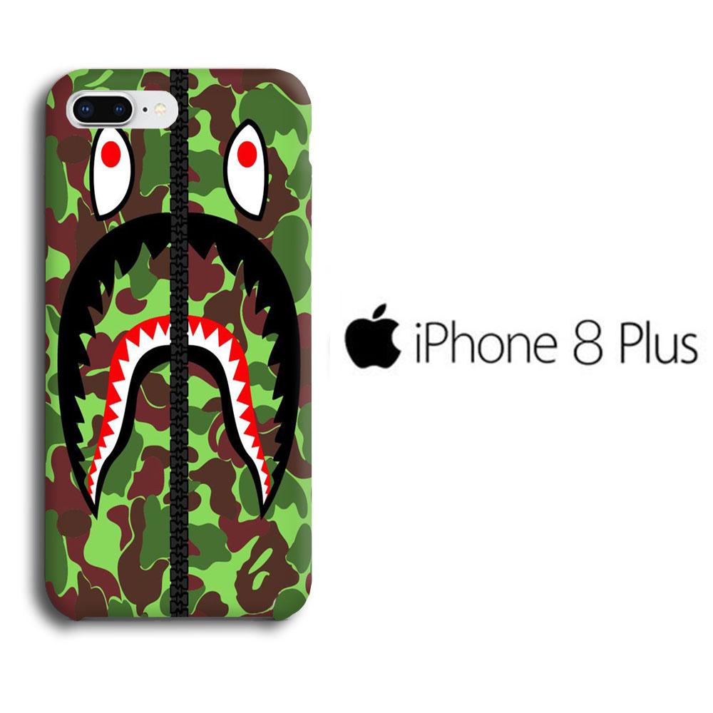 Bape Green Shark Zipper Style Iphone 8 Plus 3D Case