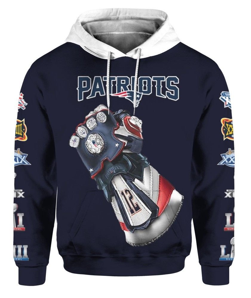 New England Patriots Infinity Gauntlet Super Bowls 58 Unisex 3D Hoodie Gift For Fans