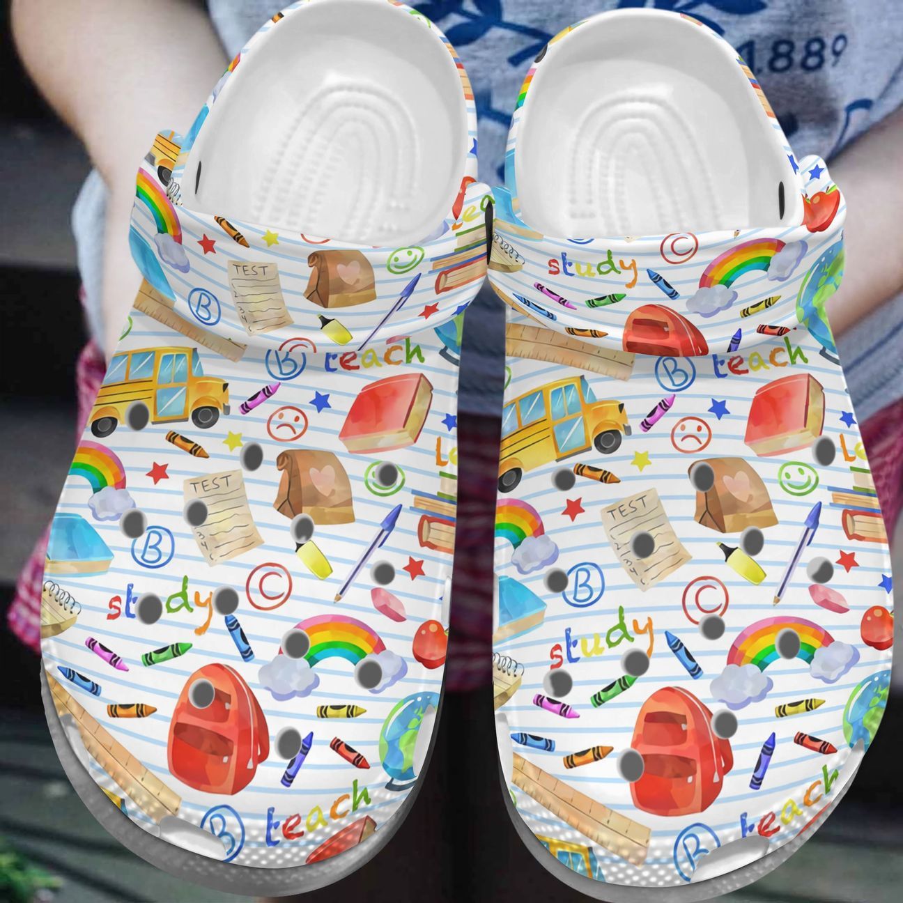 Teacher Personalize Clog, Custom Name, Text, Fashion Style For Women, Men, Kid, Print 3D Let’S Go To School