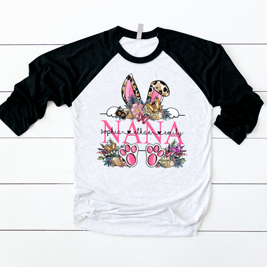 Leopard Bunny Nana And Kids, Custom Grandma Shirt, Mother Day Gift Cth01 Baseball