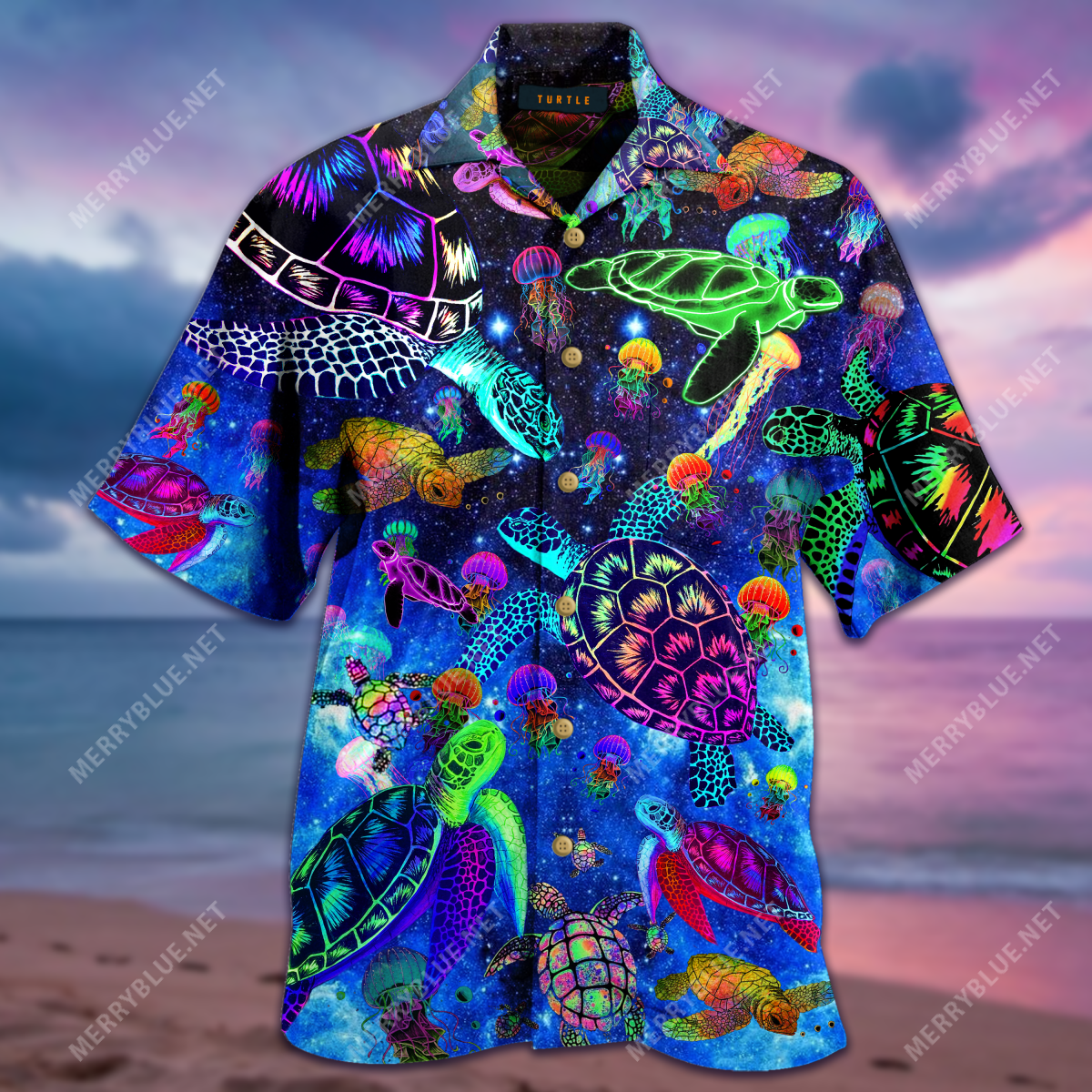 Amazing Sea Turtle Glowing Unisex Hawaiian Shirt