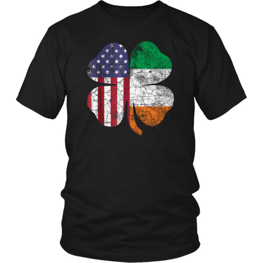 Vintage Irish American Flag Ireland Shamrock St Patricks Day T-Shirt