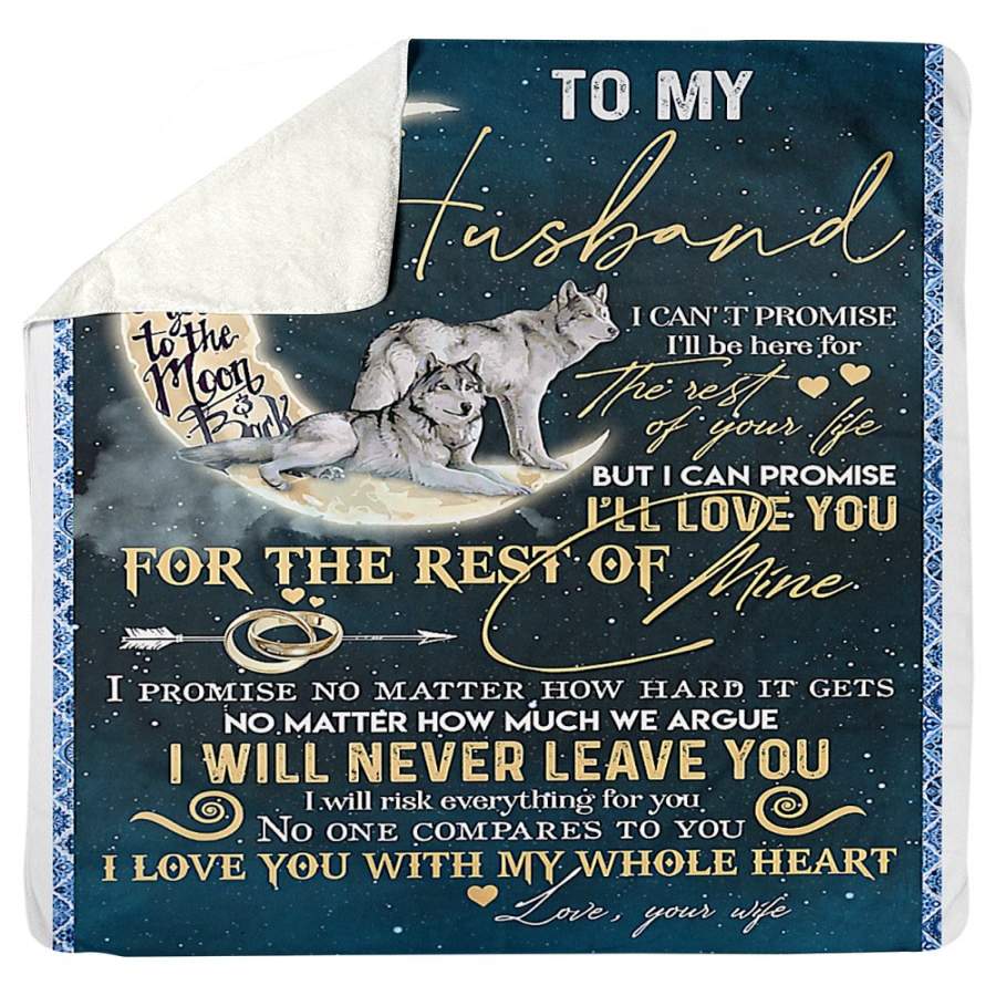 To My Husband Love You To The Moon And Back Love With My Whole Heart Sherpa Blanket