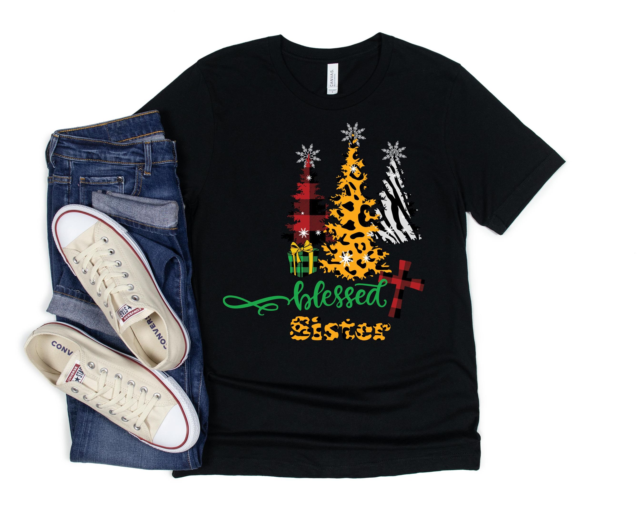 Blessed Sister Shirt, Merry Christmas Shirt,  Christmas Funny Shirt, Merry Christmas Wishes, Christmas Gift For Family