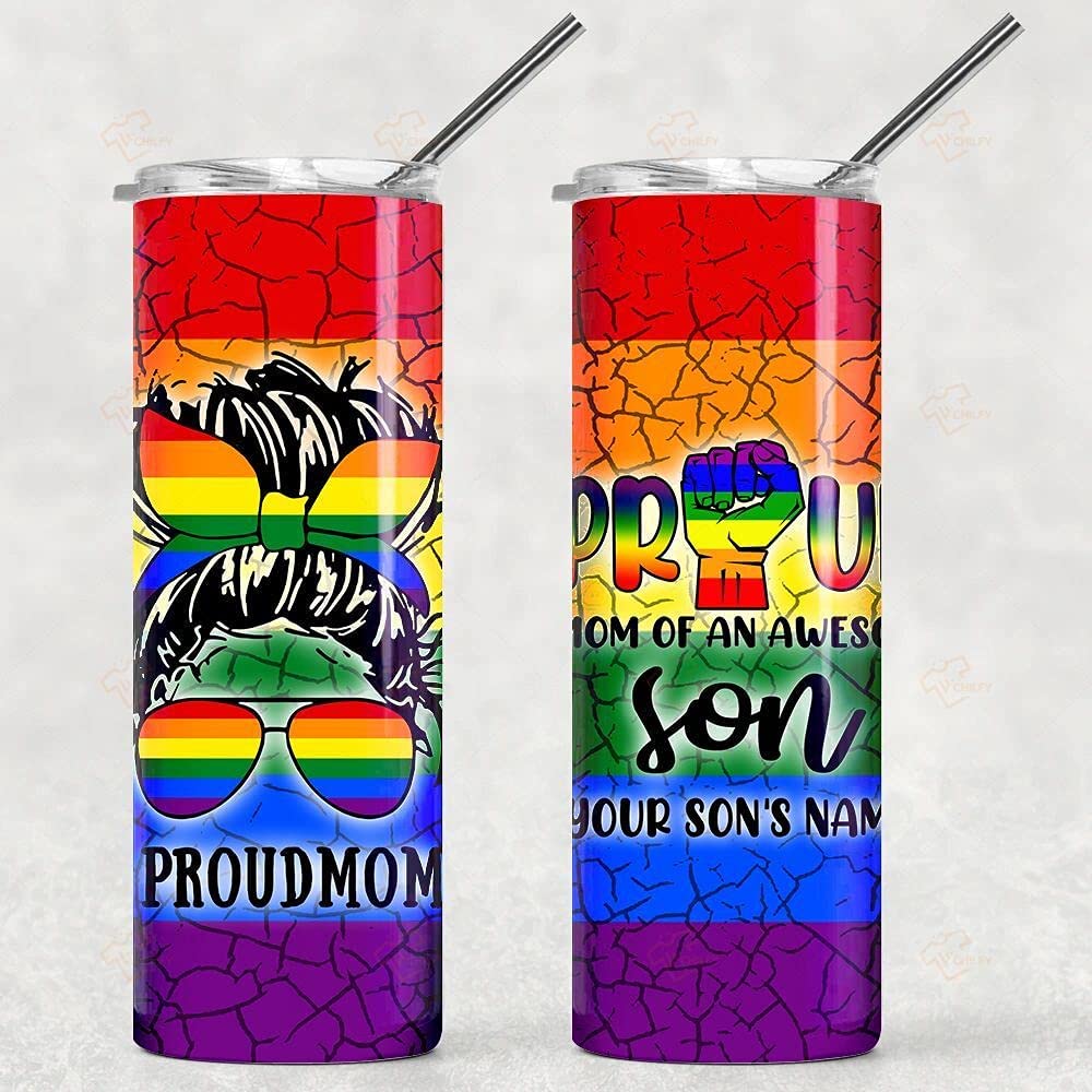 Personalized Lgbt Skinky Tumbler, Pround Mom Of An Awesome Son, Custom Name Skinky Tumbler, Gifts For Lgbt Community, Gifts For Gay Gift, Gay Tumbler, Pride Tumbler, Pride Gifts