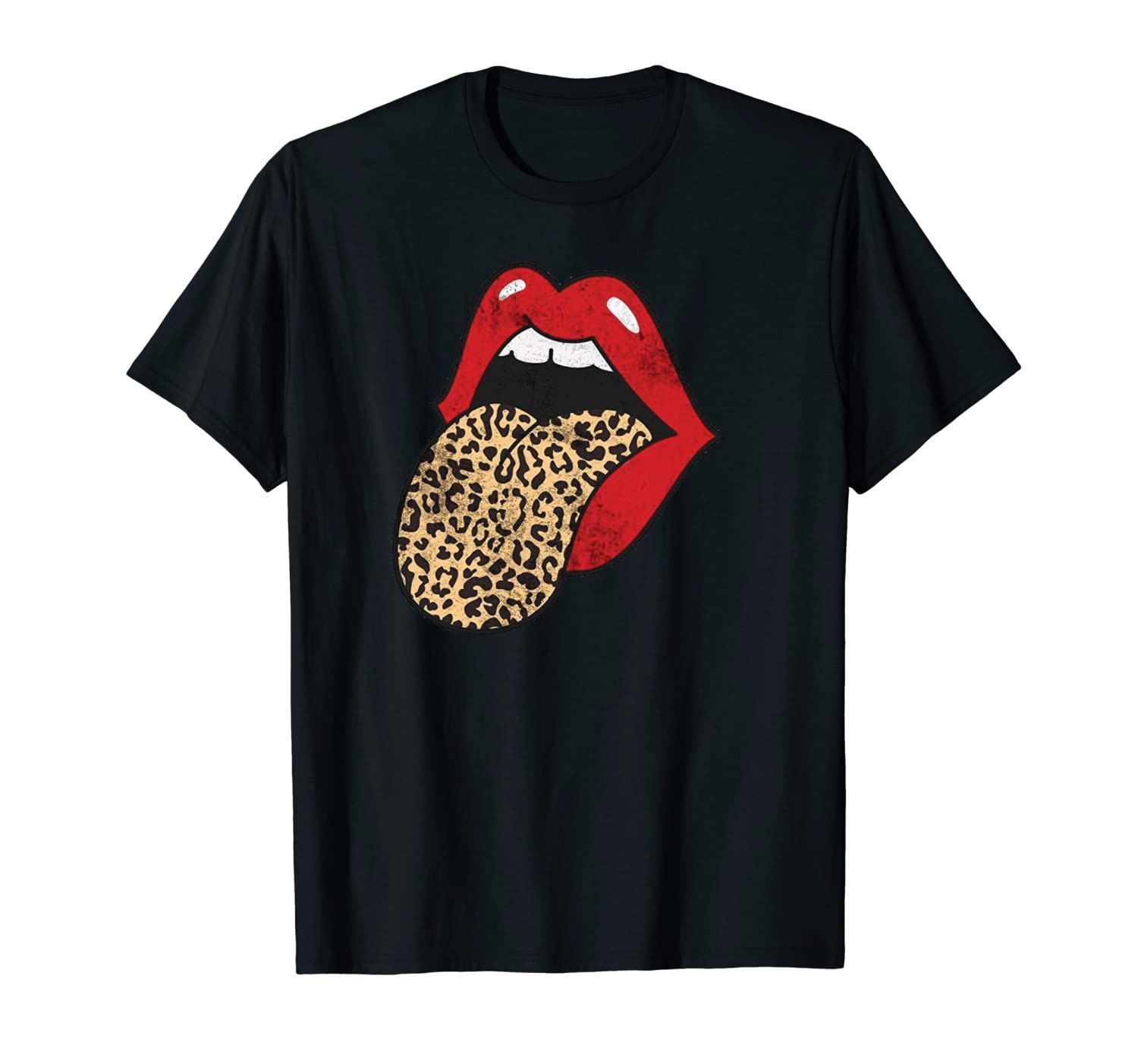 Red Lips Leopard Tongue Cheetah Animal Print Trendy Graphic Pullover Hoodie, T Shirt, Sweatshirt