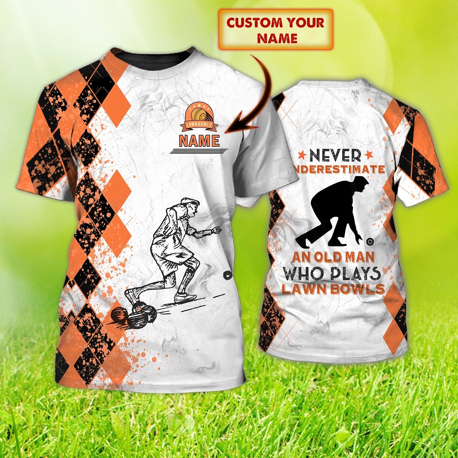 Custom Old Man Plays Lawn Bowls T Shirt