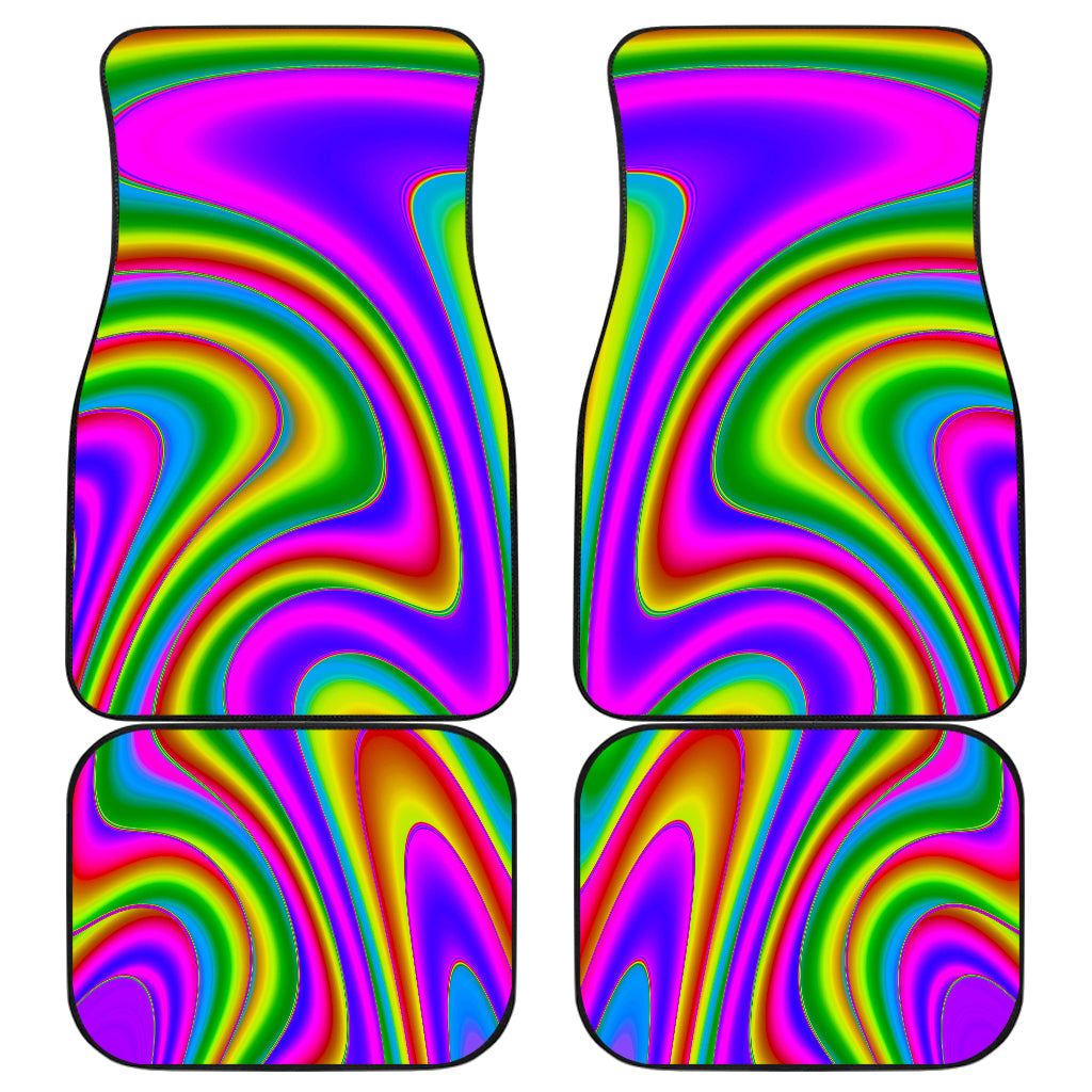 Abstract Neon Trippy Print Front And Back Car Floor Mats, Front Car Mat