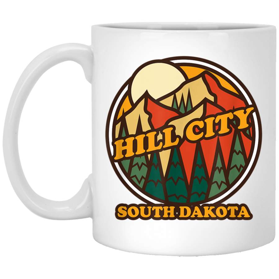 Vintage Hill City South Dakota Mountain Hiking Souvenir White Mug