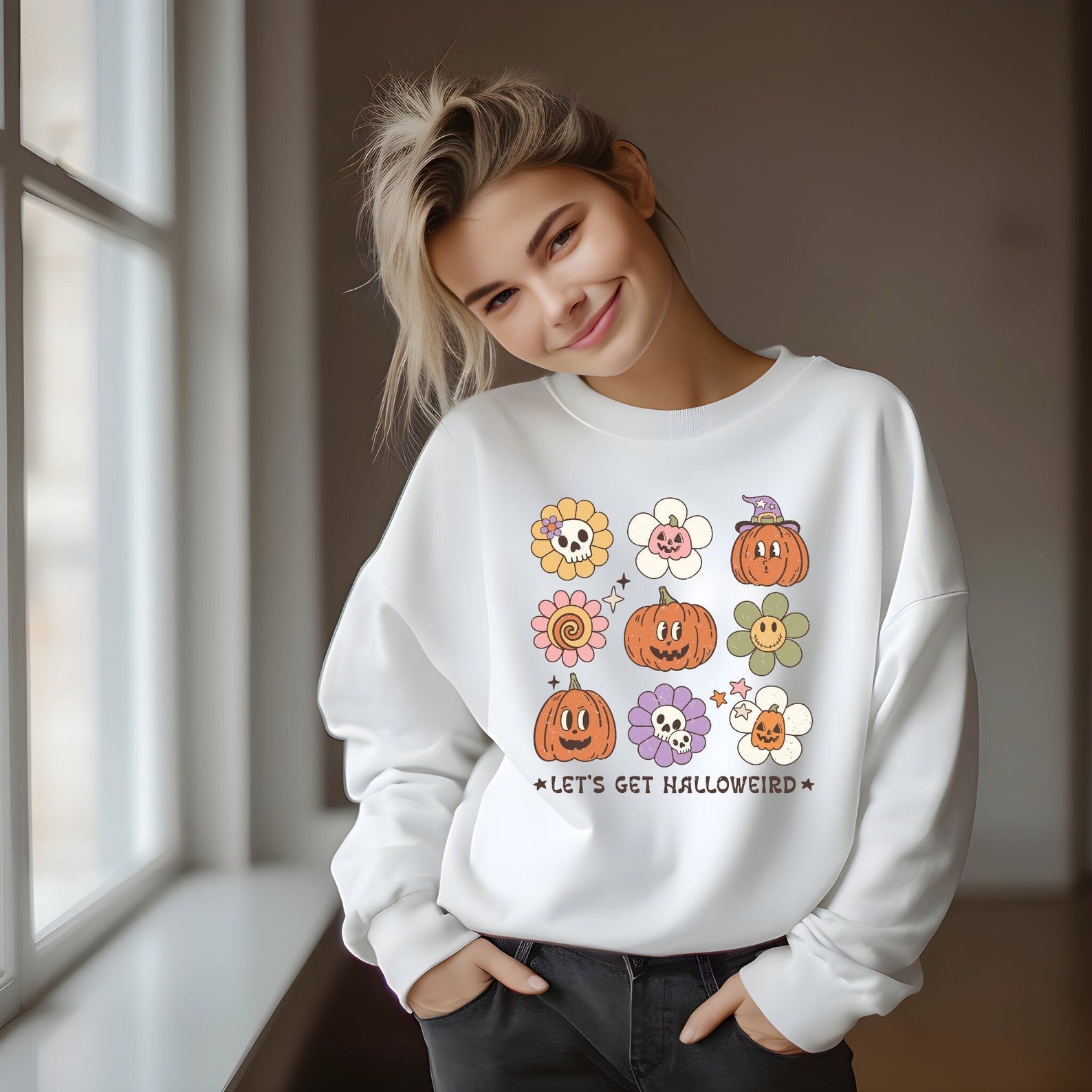 Fall Sweatshirt Retro Halloween Shirt Fall Sweatshirt For Women Pumpkin Sweatshirt Spooky Season Sweatshirt Gift For Her Halloween Party