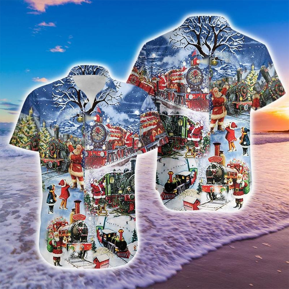 Amazing Christmas Train Santa Claus Hawaii Shirts Ha101440