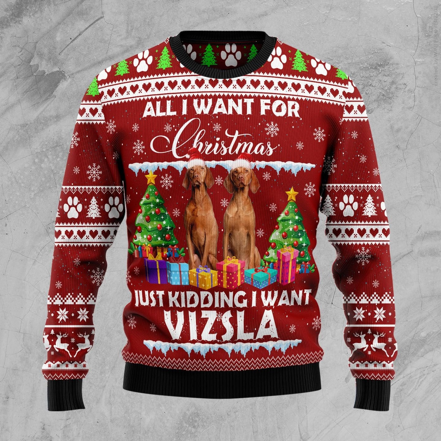 Vizsla Is All I Want For Xmas Ugly Christmas Sweater | For Men & Women | Adult | Us3921