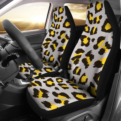 Gray Leopard Print Pattern Universal Fit Car Seat Covers 4725