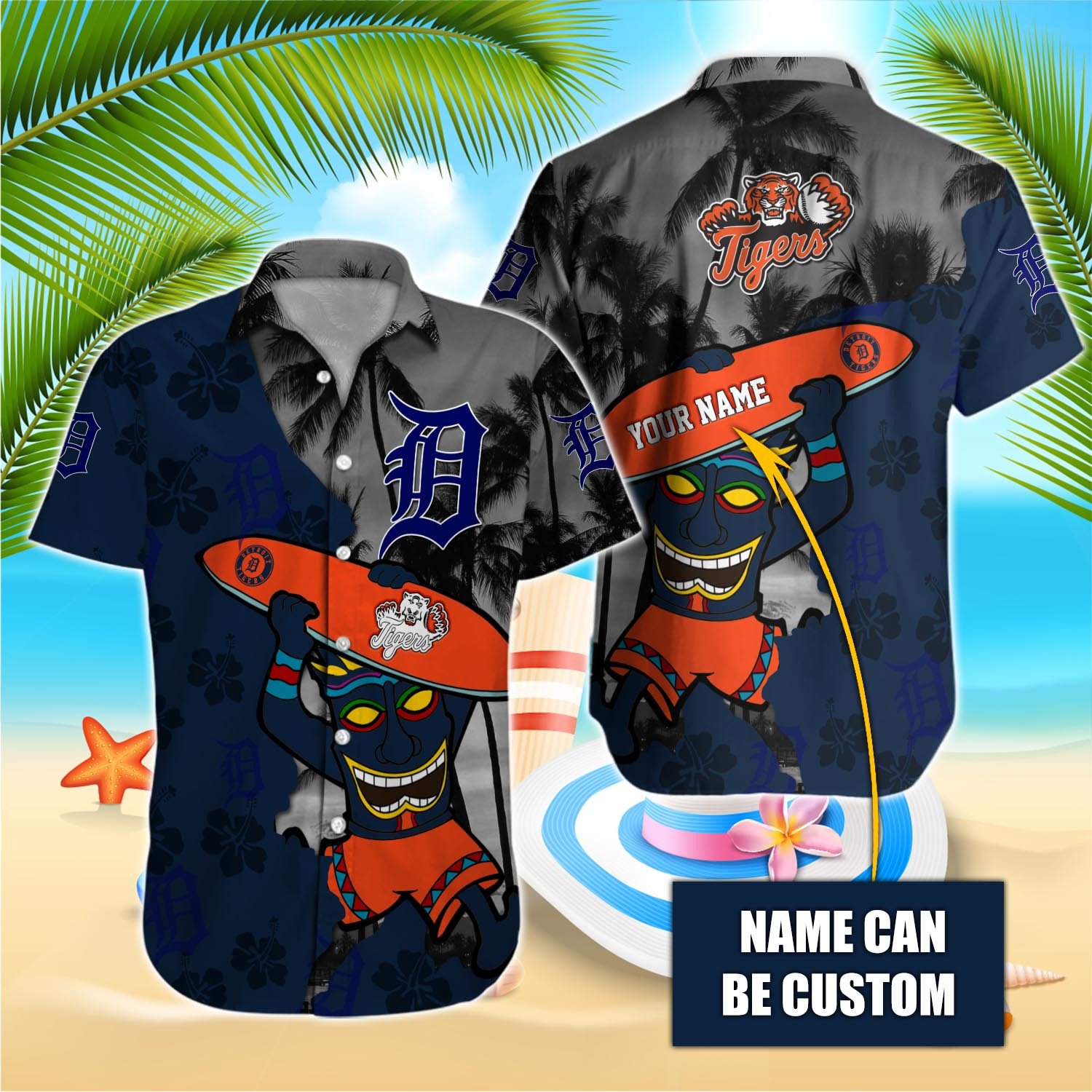 Detroit Tigers Custom Name Hawaiian Shirt T-38175