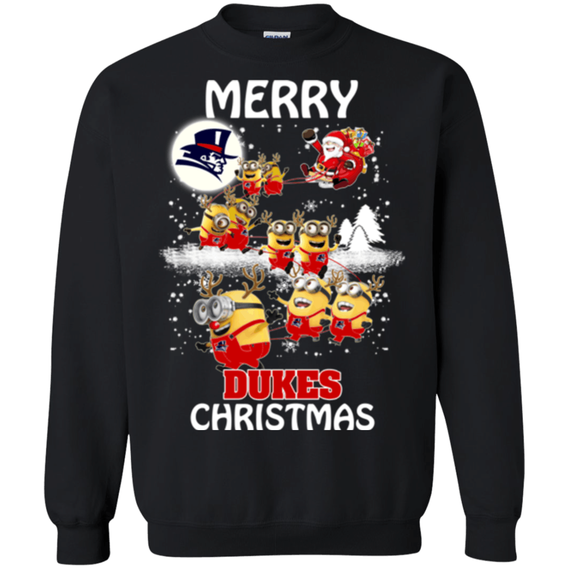 Greate Duquesne Dukes Minion Ugly Christmas Sweaters Santa Claus With Sleigh Hoodies Sweatshirts