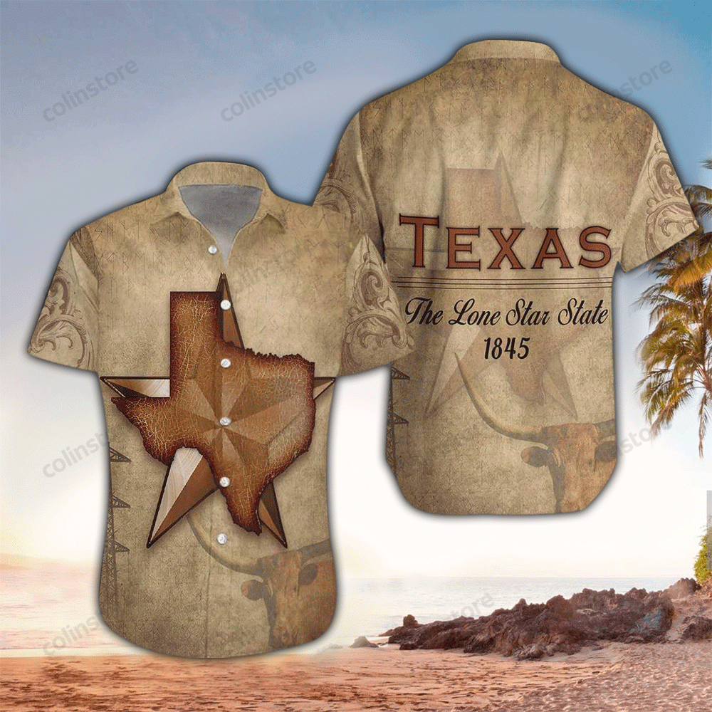 1845 The Lone Star State Texas Hawaii Shirt Aloha Ha89903