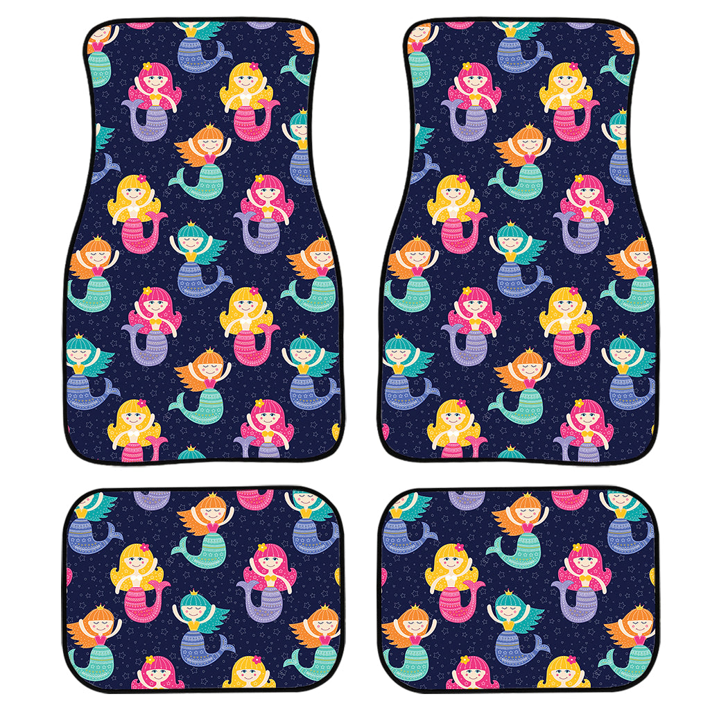 Colorful Mermaid Pattern Print Front And Back Car Floor Mats, Front Car Mat