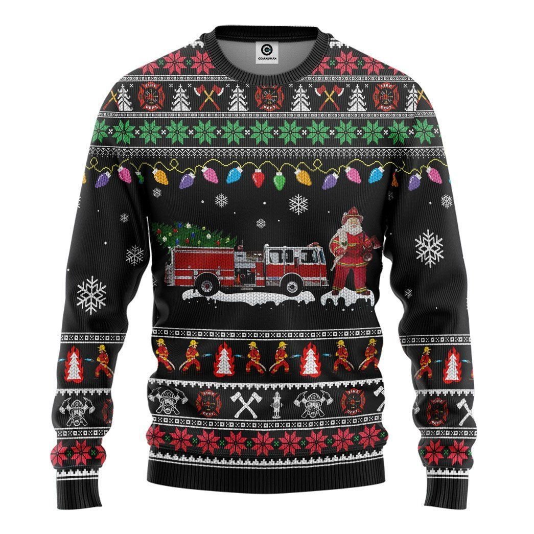 Casespring Firefighter Santa Ugly Christmas Sweater | For Men & Women | Adult | Us5506