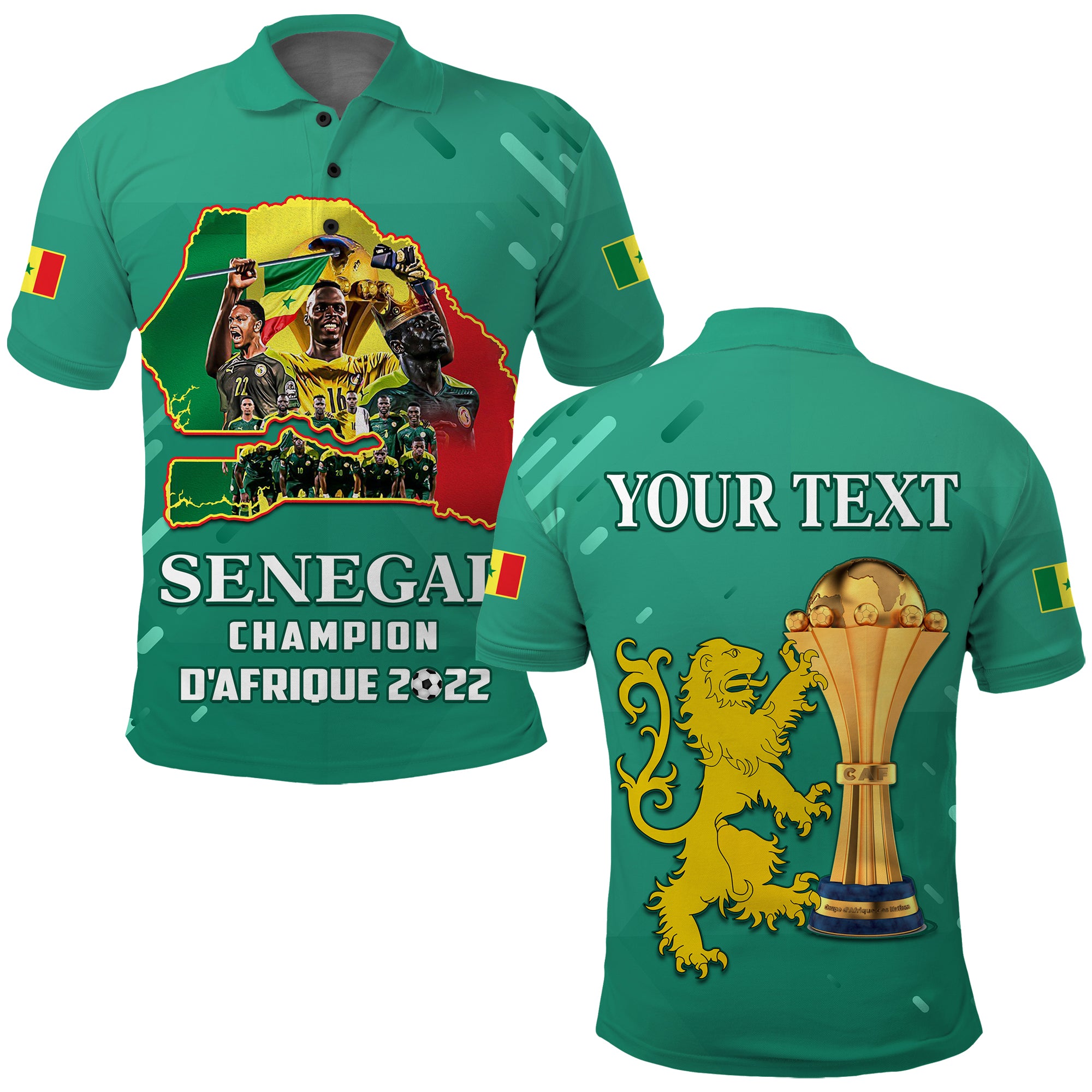 (Custom Personalised) Senegal Football Polo Shirt The Champions 2022 Style Map And Lion Lt13