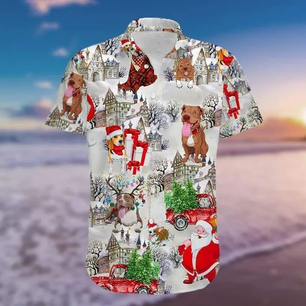 Love Dog Santa Claus Merry Christmas Red Hawaii Shirt For Men Women Ha18094