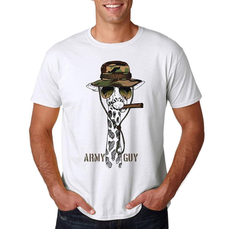 Fashion Men’S T-Shirt Army Guy Giraffe Men Cotton Short Sleeve Shirt Men Funny T-Shirt