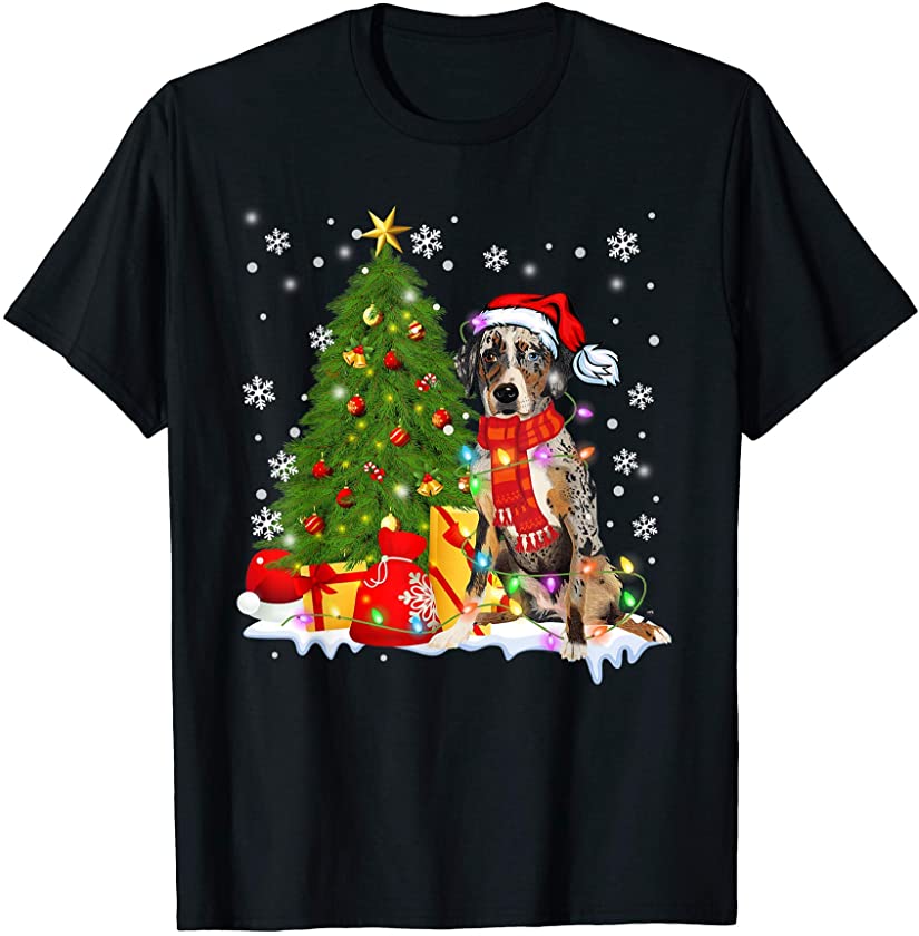 Catahoula Leopard Dog Christmas Tree Dog Lovers Gifts T-Shirt