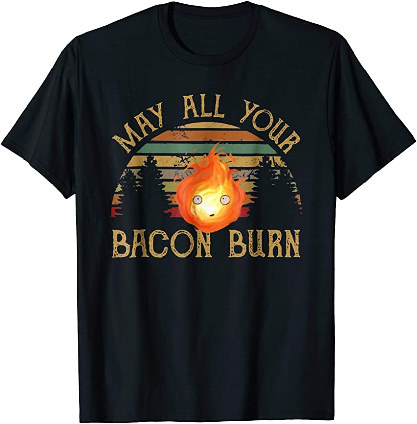 Vintage Retro May All Your Bacon Burn T Shirt for Women Men