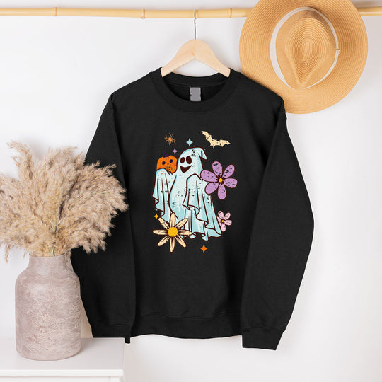 Flower Boo Halloween Sweatshirt All Over Print Sweatshirt For Women Sweatshirt For Men