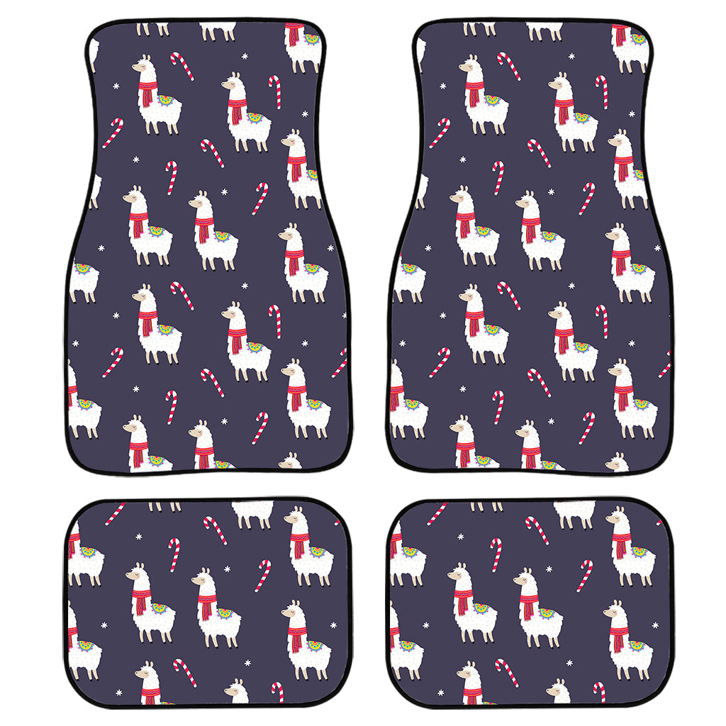 Xmas Llama Pattern Print Front And Back Car Floor Mats, Front Car Mat