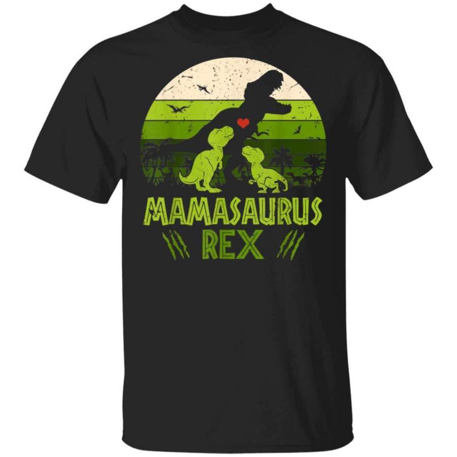 Vintage Mother’s Day Family Matching Shirt 2 Kids Mamasaurus T Rex Dinosaur Funny Mamasaurus Dinosaur Lover T-Shirt Gift