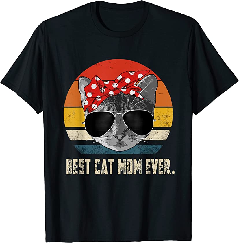 Best Cat Mom Ever Vintage Retro Cat Mommy Cat Mother T-Shirt