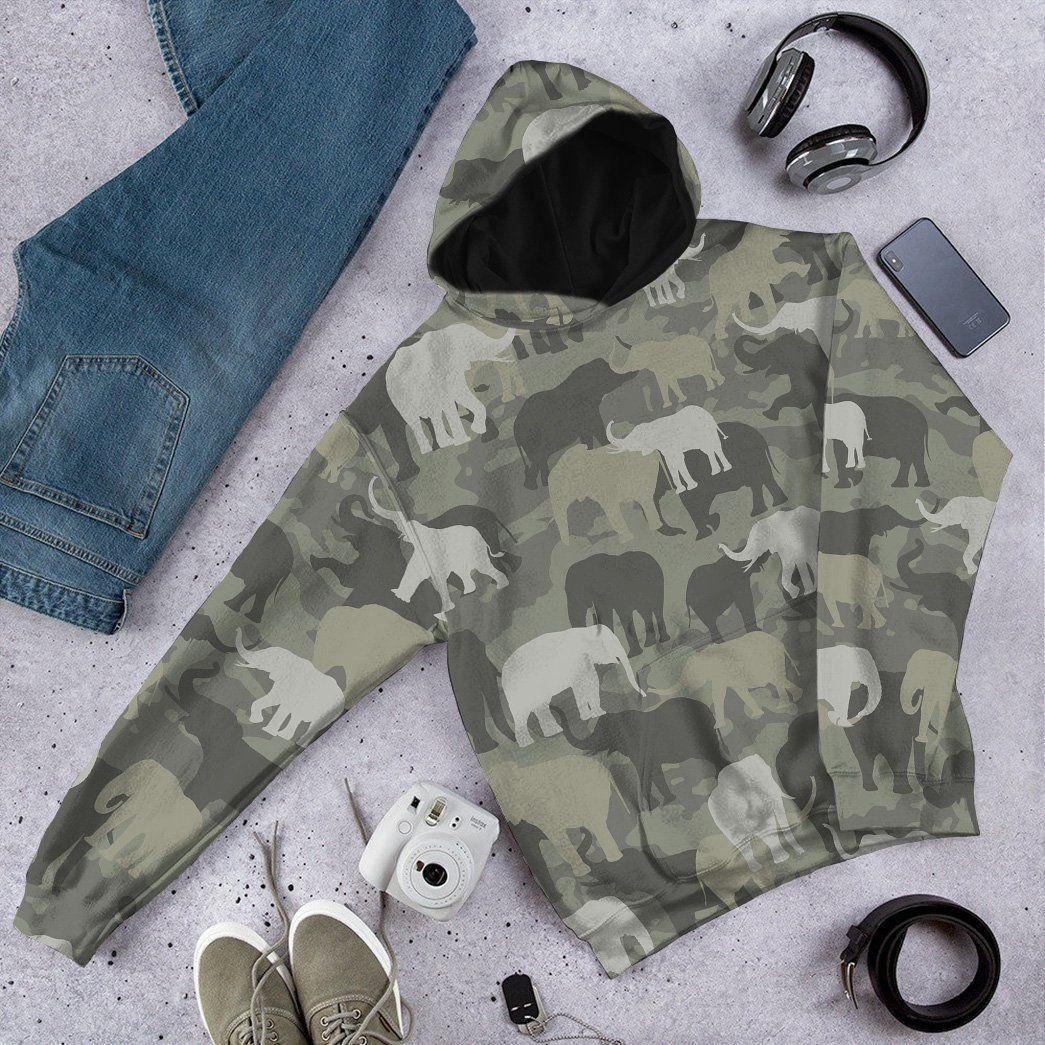 3D Elephants Camo Custom Tshirt Hoodie Apparel