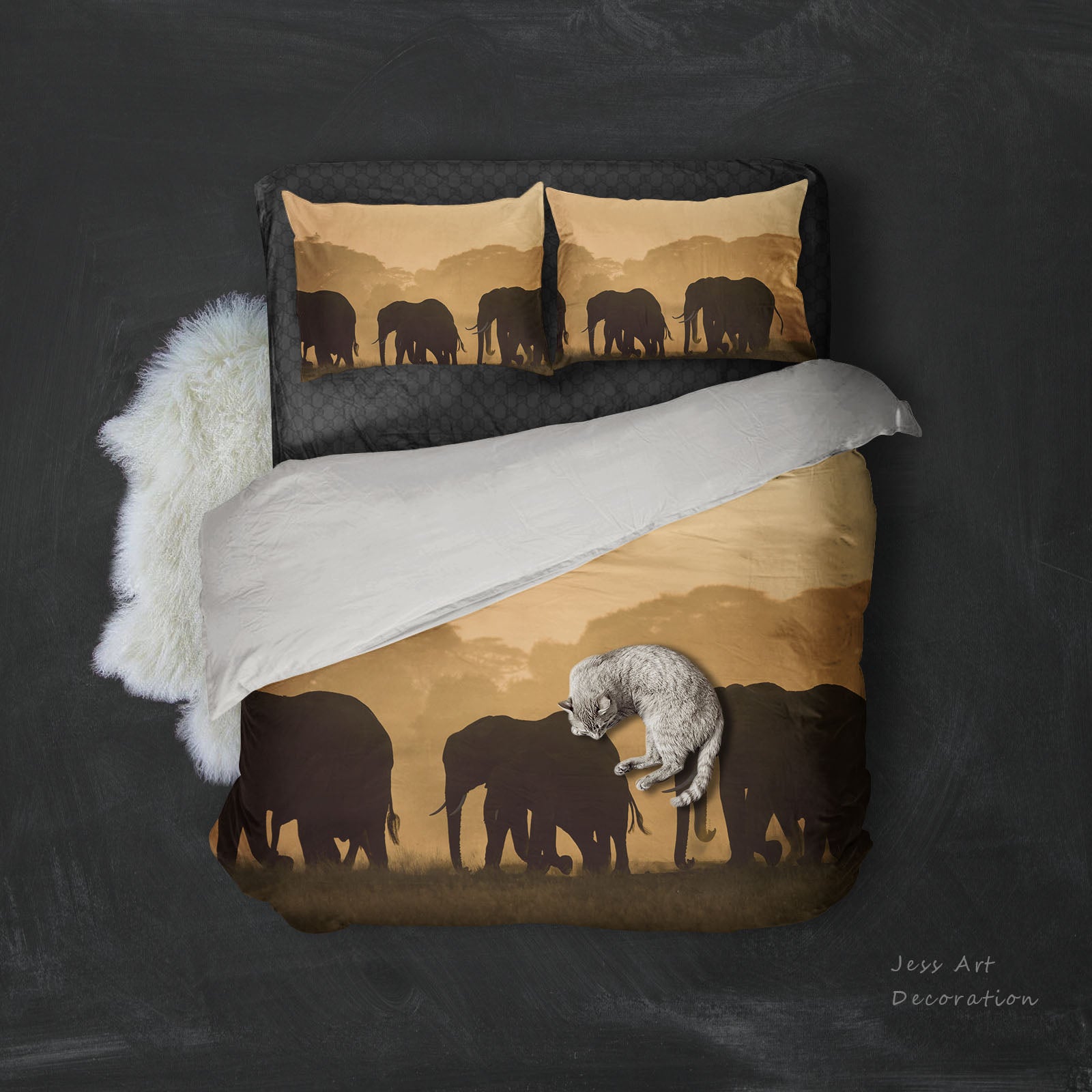 3D Grassland Elephant Quilt Cover Set Bedding Set Pillowcases 42