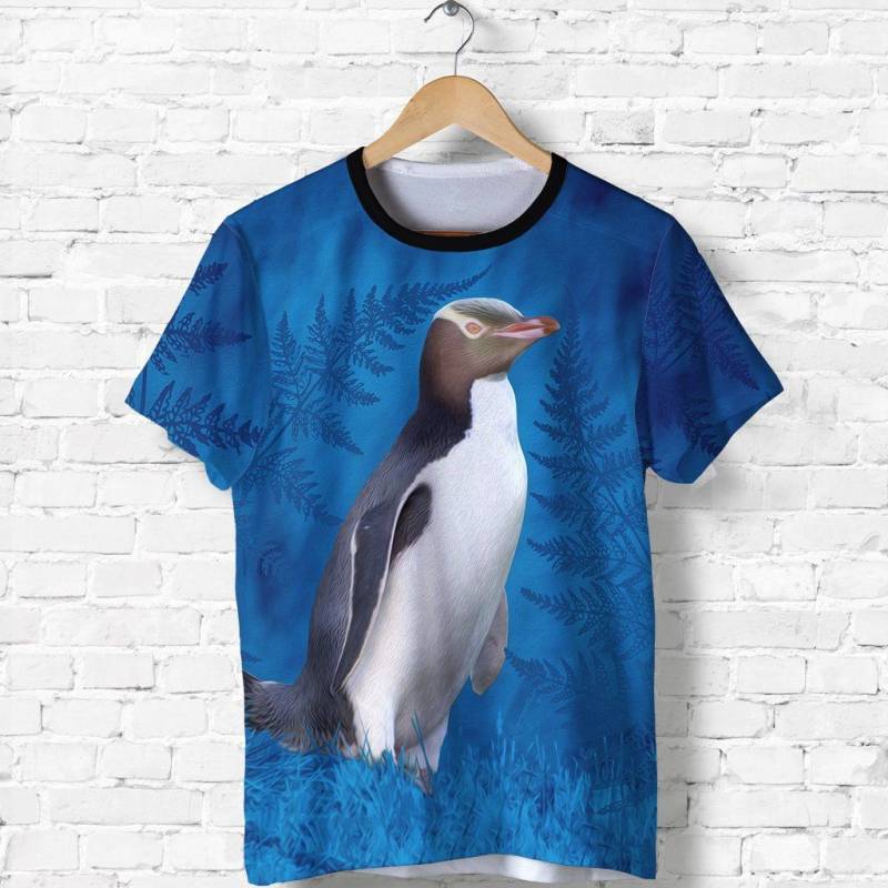 New Zealand Bird Shirt, Hoiho Yellow Eyed Penguin T Shirt K4